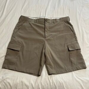 Island Republic Mens Cargo Shorts Taupe Brown Polyester Flat Front Size‎ 36W
